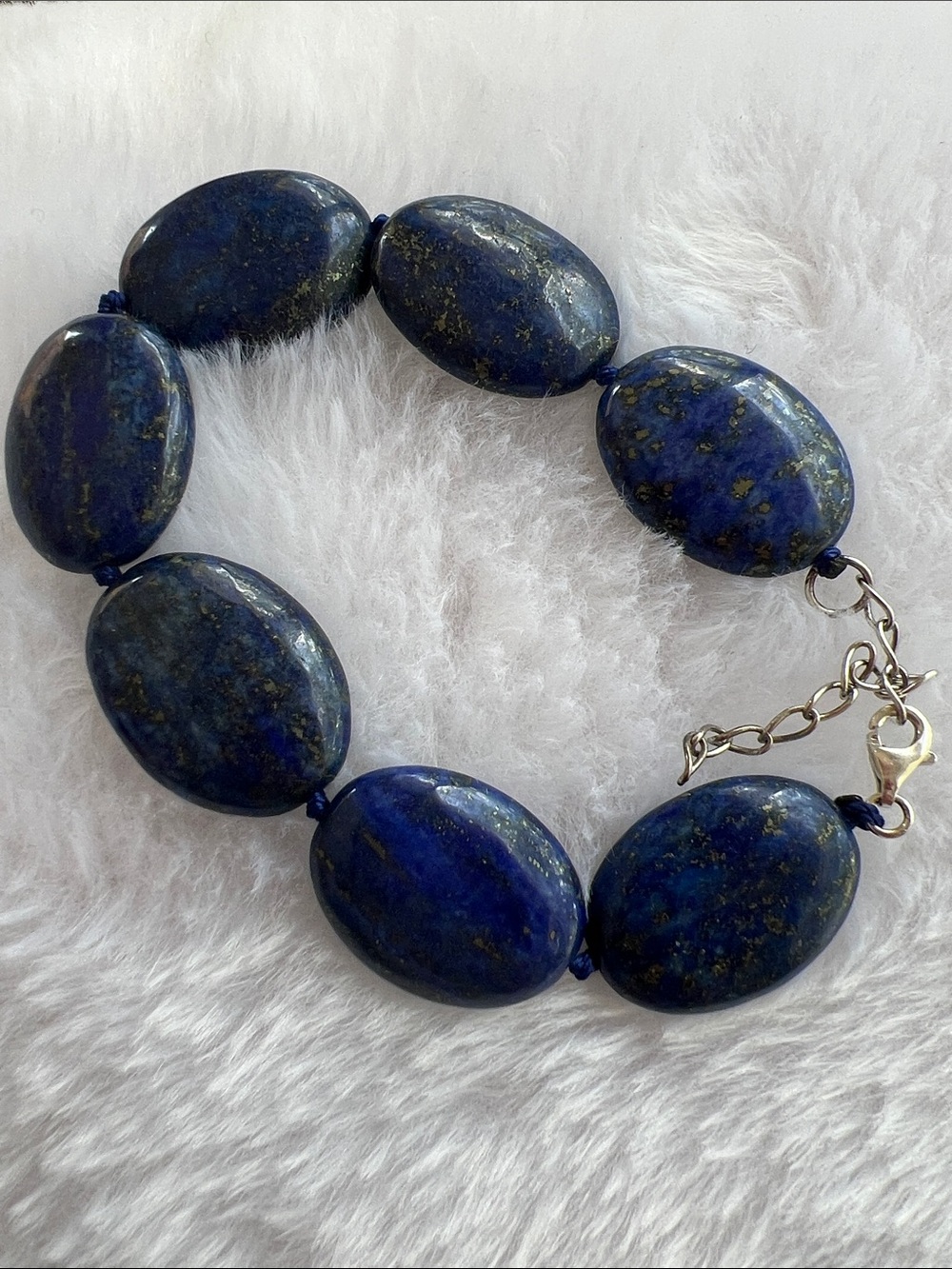 Lapis Lazuli Oval Bead Bracelet - Deep Blue Stone Bracelet
